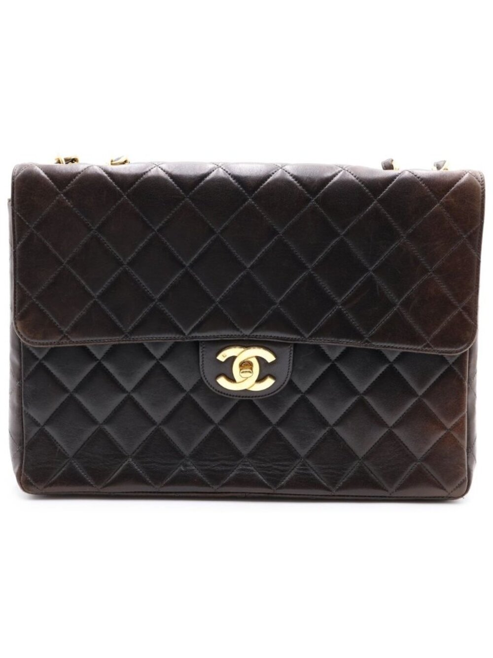 Chanel Maxi Quilted 30 Lambskin Gold Chain Shoulder Bag Black